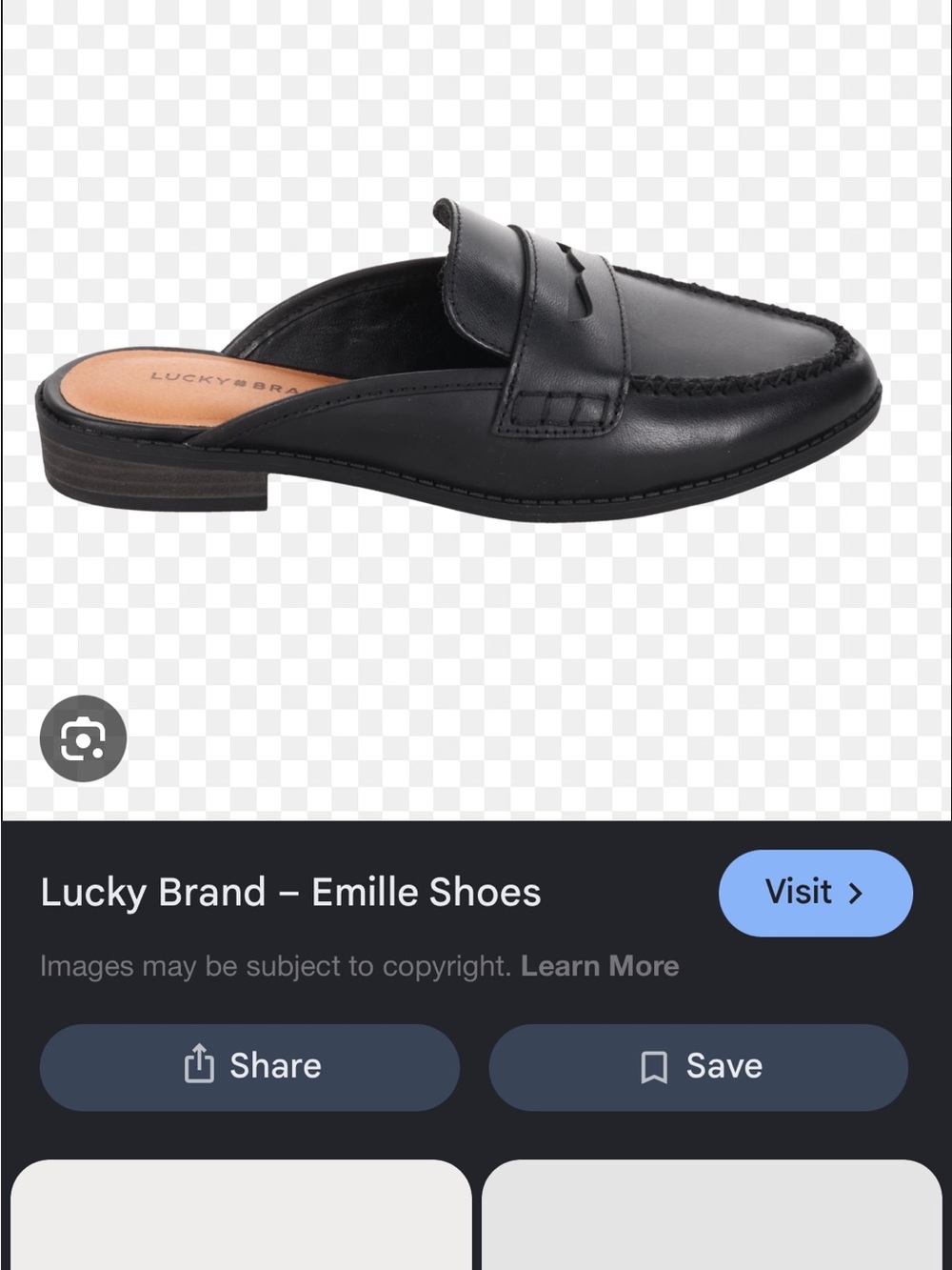 Lucky Brand Black Leather Backless Loafer Mule